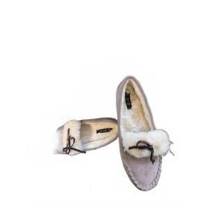 Women's Cozy Faux Fur Lined Moccasin Slippers, Size 7, NEW!